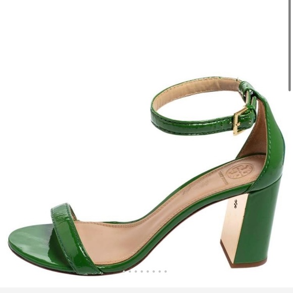 Tory Burch Green Patent Leather Cecile Block Heel - Picture 3 of 10